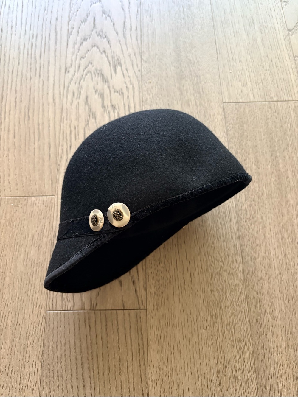 Black Wool Cloche Hat